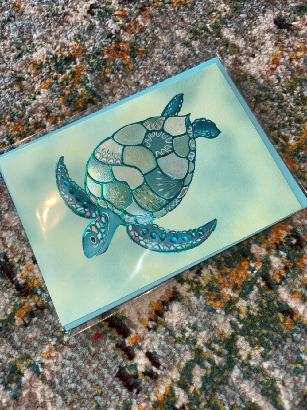 🆕Papyrus Gemmed Mosaic Sea Turtle Greeting Card
